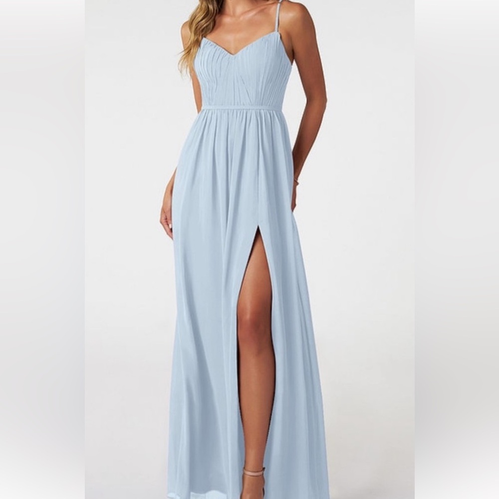 Azazie Zuma Bridesmaid Dress Dusty Blue